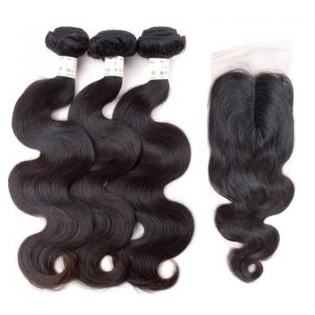 Malaysian Body wave,100% Human Hair,lace closure